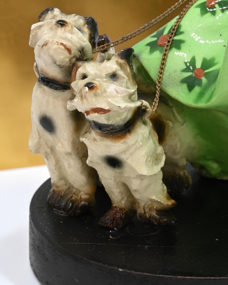 Figura di Donna Con Due Cani - Ceramica Policroma - Italia Anni 30-photo-4